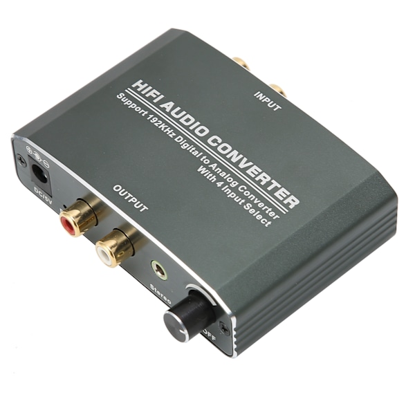 Audiokonverter Digital til Analog Adapter 192KHz Dekoder Aluminiumlegering Shell T‑609D 100‑240VAU Plugg