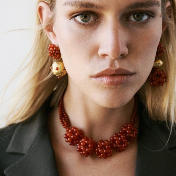 Rød halskæde smykke charme perler granatæble halskæde mode fest high-end smykker til kvinder og piger