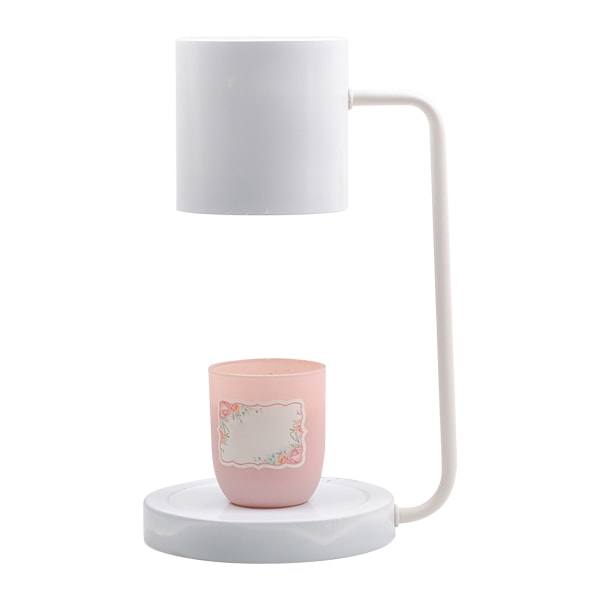 Aromaterapi Smeltevokslampe Metalbord Dæmpbar Duft Stearinlysvarmer Lampe med timer til soveværelse Sengekant Hvid
