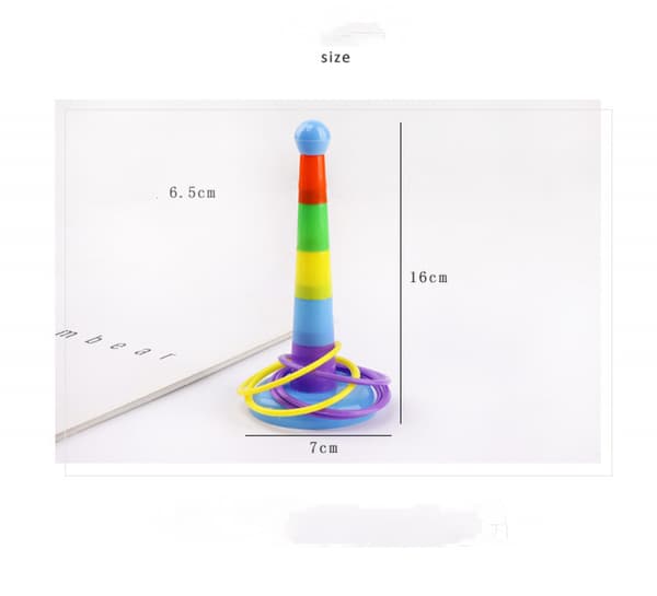 6,2\" Ringkastningsspel Set Regnbåge & Staplings- & Nestingkoppar Baby Byggset | 5 Delar Koppar & 5 Kastningsringar
