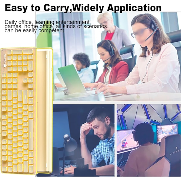 Baggrundsbelyst Tastatur og Mus Trådløs, Stille Indtastning, Søvntilstand, 2.4G Genopladelig Computer Tastatur og Optisk Mus Sæt til Bærbar PC Milky+warm light