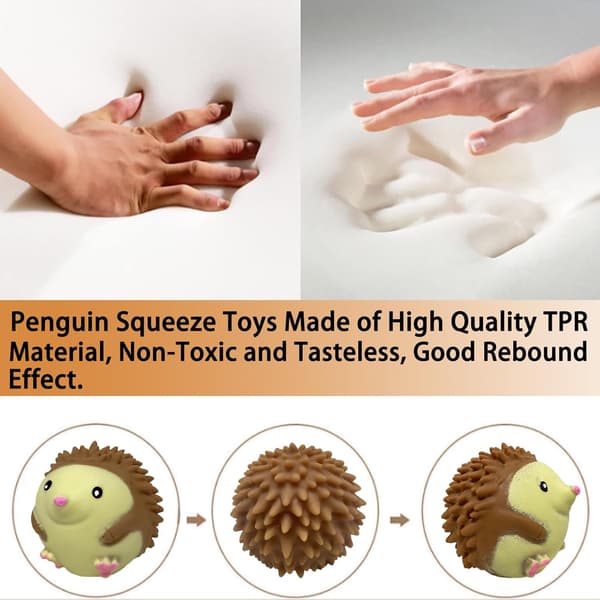 Pindsvin Squishy Stressbolde til Børn og Voksne, Elastiske Stress Relief Bolde Klemmelegetøj, Bløde Dejbolde, Klemmebold Squishy
