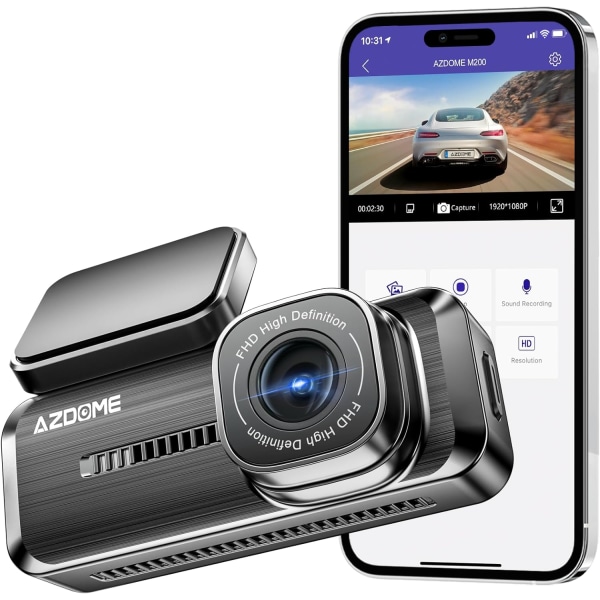 WiFi 1080P FHD Dash-kamera for biler, 150° vidvinkel Dash Cam foran, 24-timers parkeringsmodus Bilkamera med APP G-Sensor Loop Recording Night Vision, Supply Black