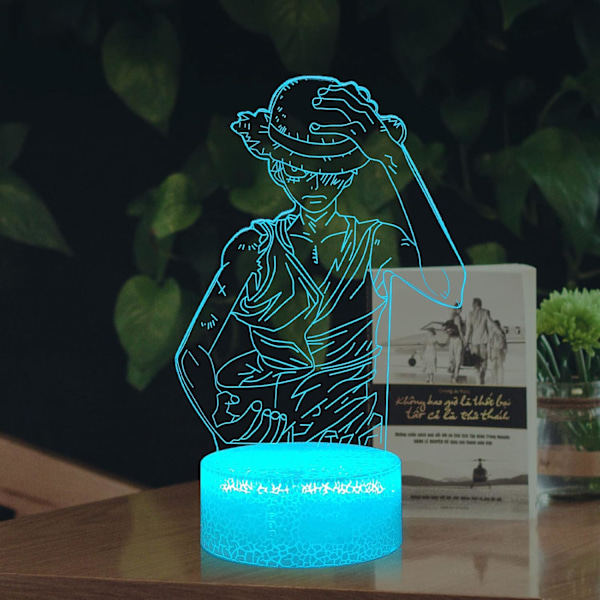 Japan Character Luffy 3D LED nattlampe for barn gutt 7 fargeendring fjernkontroll skrivebord bordlampe jul