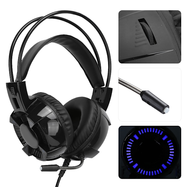 USB Gaming Headset 7.1 Surround Indbygget Lydkort Støjreducerende Mikrofon RGB Lys