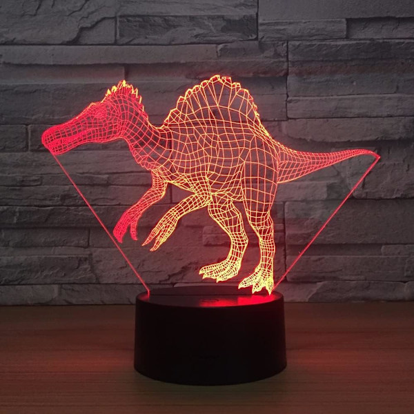 3D Dinosaurie LED Bordlampa USB Djur 3D Nattlampa 7 Färger USB 3D Illusionslampor för Vardagsrum Dekorativ Atmosfärslampa