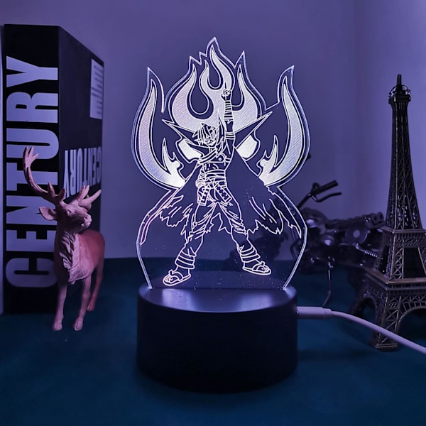 Anime Led-valo Gurren Lagann Kamina -hahmo Yövalo Makuuhuoneen Sisustukseen Manga Syntymäpäivälahja Huoneen Led-yölamppu 3D