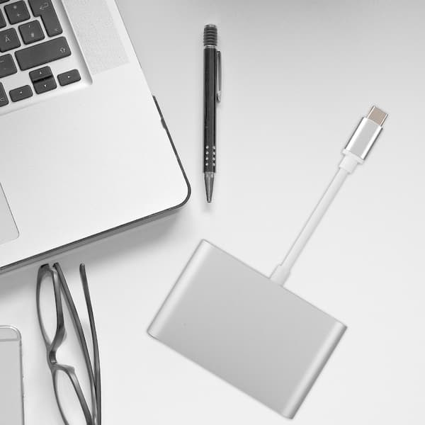 3-i-1 multifunktionel Type-C til VGA+USB3.0+PD konverteradapter hub til computer bærbar