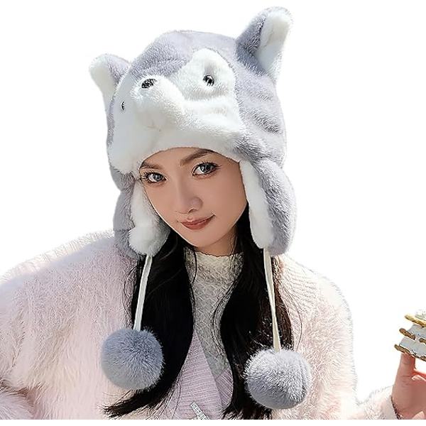 Vinter Termisk Plysch Päls Öronlapp Ushanka Hatt Konstgjord Päls Vindtät Huva Beanie Djurtema Kostymhatt för Män Kvinnor