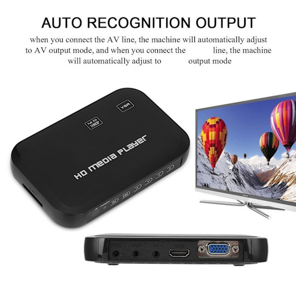 Mini 1080P HDMI-videospelare VGA AV-videomediaspelare TV-box 100-240V
