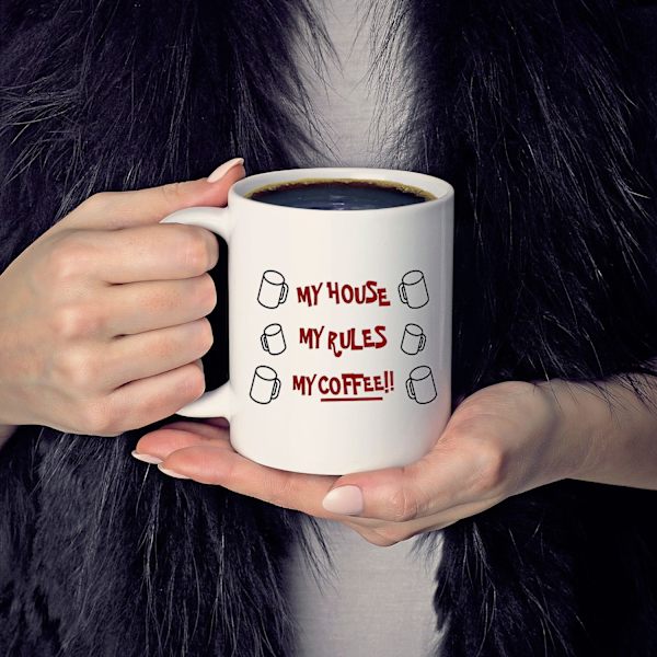 Mitt hus, mine regler, min krus Kniver Hvit Kaffe Krus Hjem Keramisk Kontor Krus 11oz