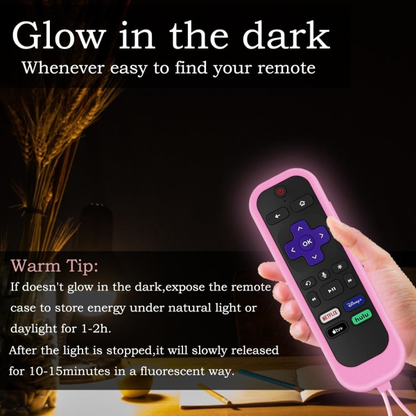 3-pakkaus Roku-kaukosäätimen suojakotelo sopii Onn Roku | TCL Hisense Roku -silikoninen suojakotelo ohjaimelle Yleiskäyttöinen Roku Express 4K+, Roku Remote C Glow Pink&Glow Blue&Glow Yellow