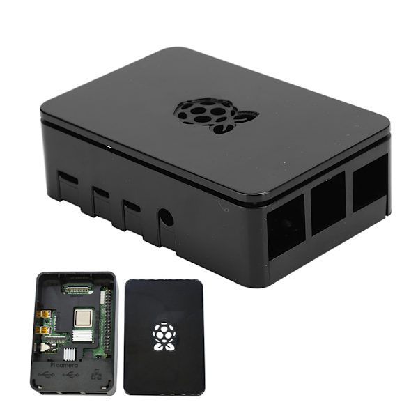 ABS-kabinet V4-boks Strømadapter 3 stk. Kølesæt til Raspberry Pi 4 (sort)