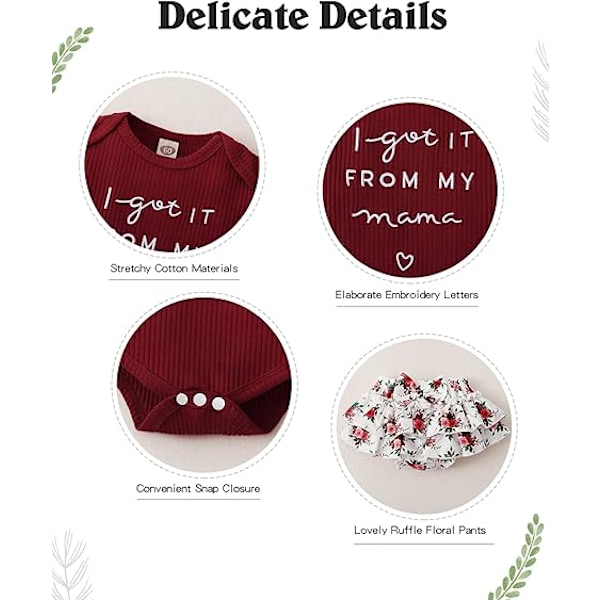 Nyfödd Spädbarn Baby Flicka Kläder Sparkdräkt Shorts Set Blommig Sommar Outfits Söta Baby Kläder Flicka red 100CM