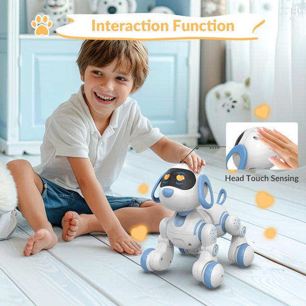 Programmerbar fjernbetjening robot kat robot hund til børn, interaktiv robot hund robot kat, RC robot med berøringssensor, LED-øjne, dans og musik