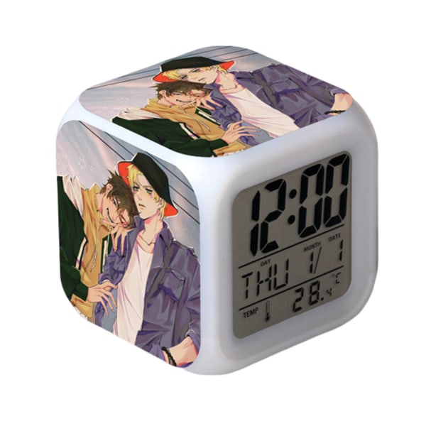 Wekity Anime  Alarmklocka One Piece LED Kvadratklocka Digital Alarmklocka med Tid, Temperatur, Alarm, Datum