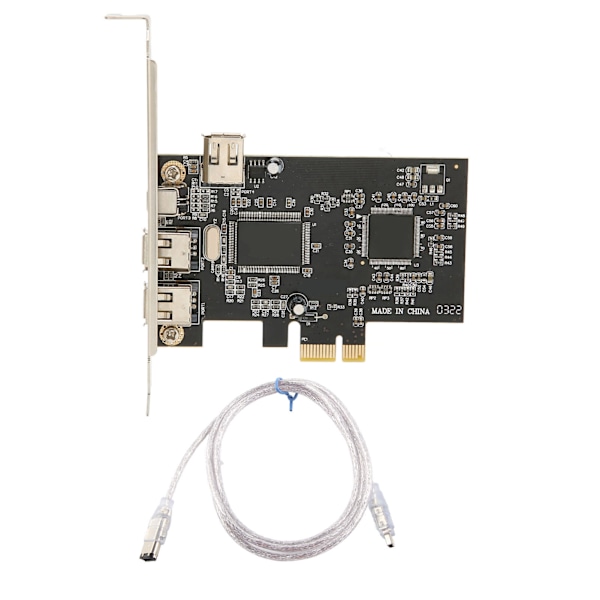 PCIE X1 til IEEE 1394A Riser-kortadapter Fuldt Duplex-kanal 3 eksterne 1394A-porte Firewire Riser-kort til DV-videokameraer