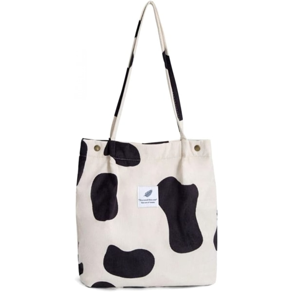 AVEKI Dam Corduroy Tote Handväska, Perfekt för Shopping Resor Skola och Så Vidare, Ko