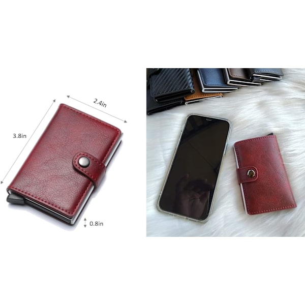 Kreditkort Holder RFID Blokering Læder Automatisk Pop Up Tegnebog Aluminium Slank Lomme Bifold Visitkort Etui med Knap
