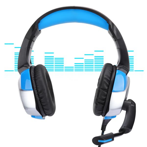 K5 Sort Blå ABS Gaming Headset Lysende Hovedtelefon med Mikrofon til Mobiltelefon ComputerSort Blå