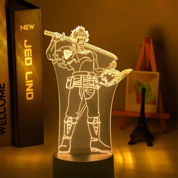 Anime 3D-lampa Black Clover Manga Yami Sukehiro Lampa Cool 3D Illusion Nattlampa Hemrumsdekoration Akryl LED-lampa (16 färger med fjärrkontroll)