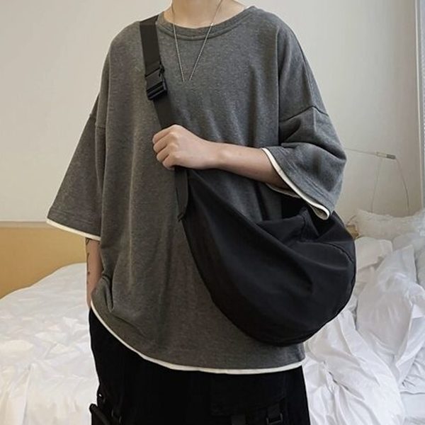 Moderigtig Messenger Bag Unisex Vandtæt Universal Stor Kapacitet Skulder Gym Fitness Taske  Gratis Størrelse Black