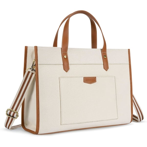Laptopväska i Canvas, 15.6 tum, Arbetsväska, Casual Briefcase, Handväska för Resor, Kontor, College