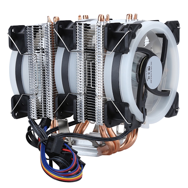 LANSHUO CPU-køler 4 messingrør 3RGB-ventilator 4-benet ultra-lydløs metal + ABS til Intel/AMD-radiator