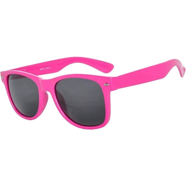 Retro Solglasögon 80-tals Klassisk Vintage Unisex Nerd Färgade Bågar UGGLE Smoke Hot Pink
