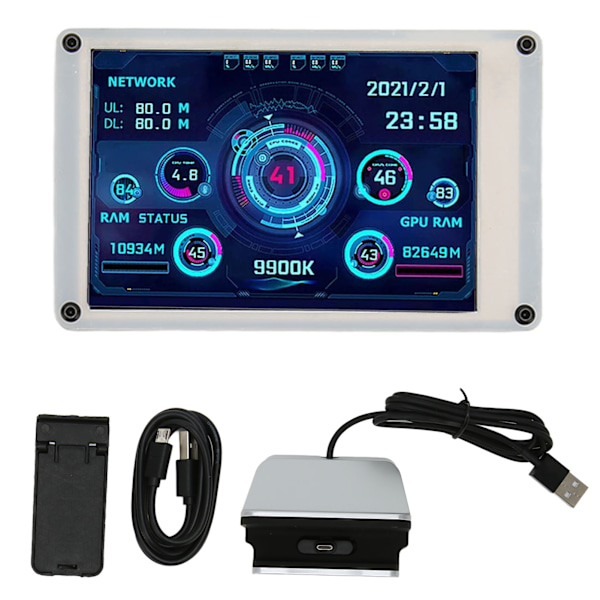 3,5-tums datorskärm för temperaturövervakning, dubbel USB-gränssnitt, IPS USB-miniscreen, PC CPU GPU RAM HDD-dataskärm för AIDA64 för Windows