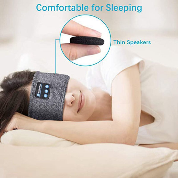 Sleep-kuulokkeet Bluetooth huivi hiuspanta langaton musiikki urheilupääpanta sisäänrakennettu uni musiikin silmänaamari Harmaa