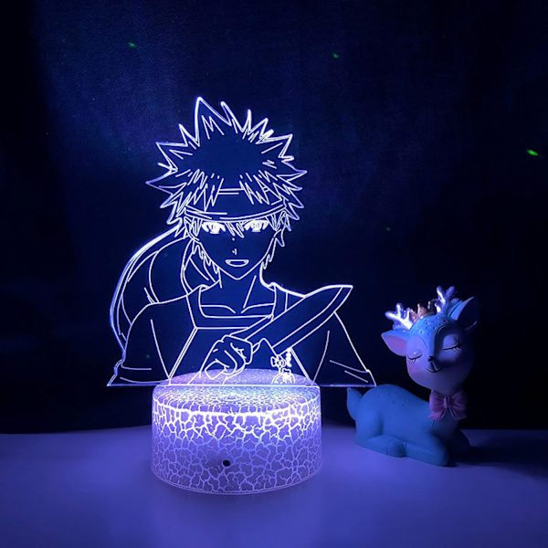 Food Wars Shokugeki Yukihira LED Natlampe til Soveværelsesindretning Fødselsdagsgave Natlampe Anime Skrivebord 3D Lampe