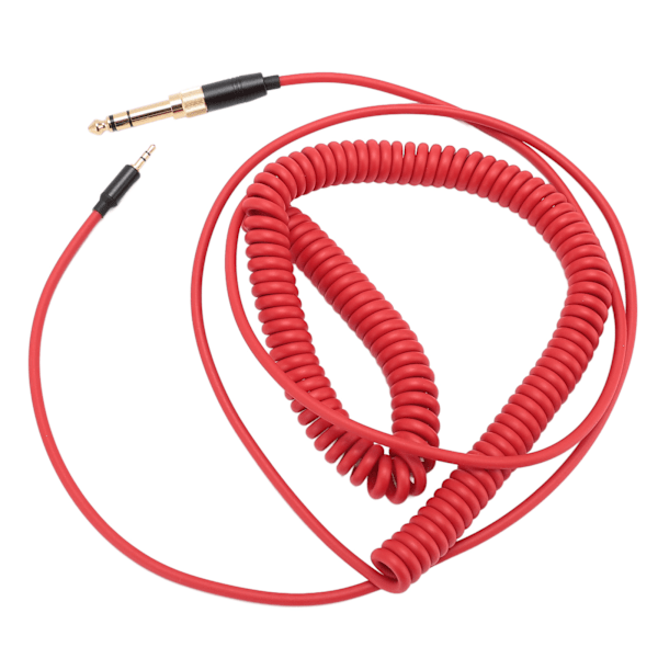 Spiralhodetelefonkabel Gullbelagt kontaktutskifting Headset Lydledning for NC700 QC45 QC35 QC25 OE2 OE2i SoundTrue Rød