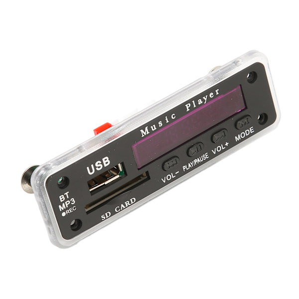 DC12V Bluetooth 5.0 Dekoding Board Støtte SD-kort USB FM AUX Bluetooth Opptak Tilbakekalling MP3 Dekoding Board Modul Svart