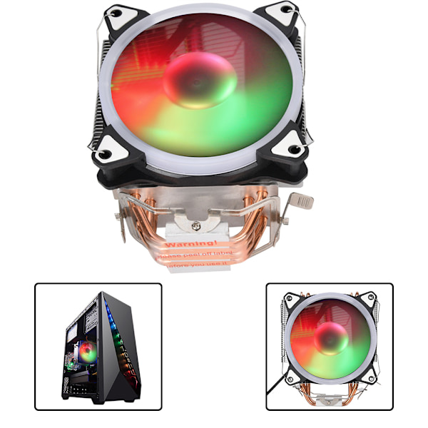 12cm 3Pin Computer PC Køling Heatsink Fan CPU Køler Led Køler Fan med 4 Kobberrør
