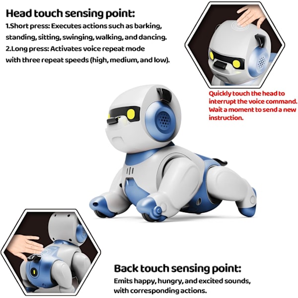 Smart interaktiv robot hundelegetøj til børn med stemme- og berøringsstyring Dansende kæledyr RC dyre legetøj til drenge og piger Realistisk mini kæledyr hund robot simulator