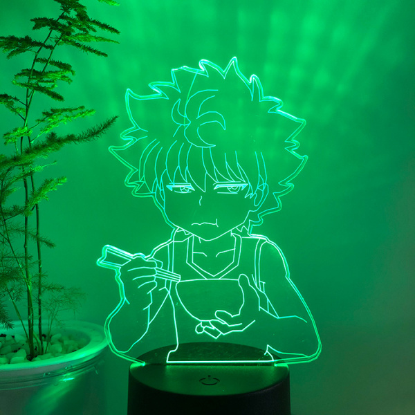 Qinwei Anime Full-time Hunter Natlampe 3D LED Illusion Lampe 16 Farve Fjernbetjening Børns Soveværelse Dekorative Lampe --- Sort Sæde