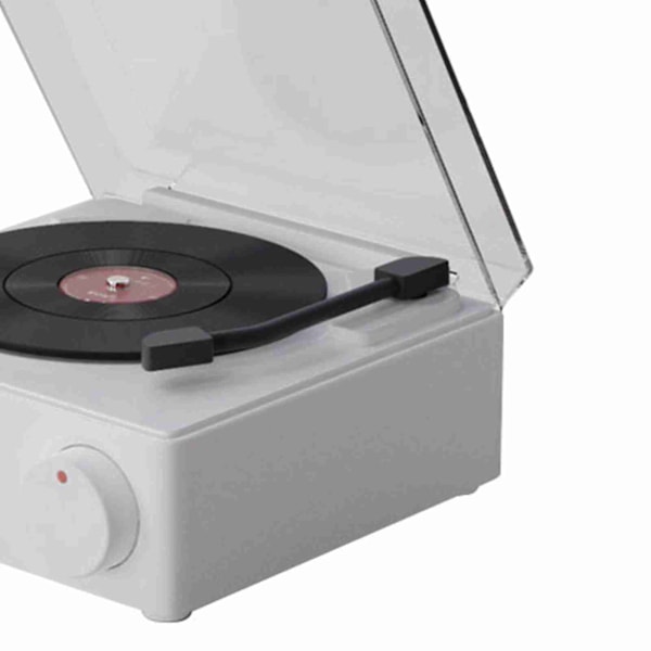 Roterende Vinylplade Vækkeur Højttaler Retro 360 Graders Stereo Trådløs Ur Bluetooth Højttaler til Hjem Soveværelse Kontor Hvid