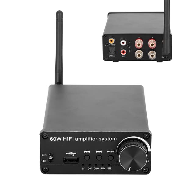 100-240V Bluetooth 5.0 Effektforsterker Stereo Hjem 60W Lyd Digital Lydforsterker EU-plugg