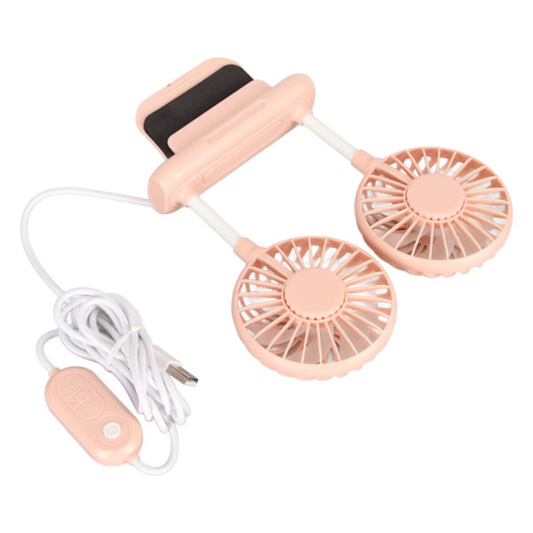 Monitor Fan 2 Hoveder 3 Hastighedstilstande 6,6ft USB-kabel Lydløs Pladsbesparende Clip On Computer Fan til Familie Kontor Pink