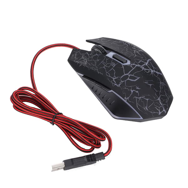 Kablet mus sort revne USB-port gaming belysning justerbart computer tilbehør