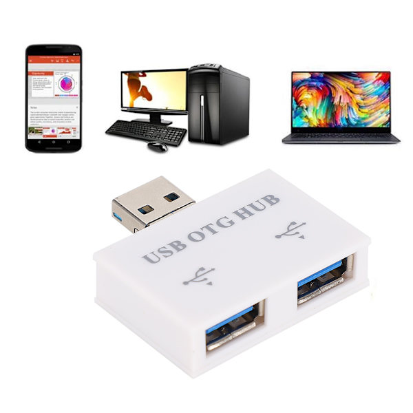 USB2.0 Oplader Data HUB Expander Til Android Telefon Konverter USB Hub Adapter(Hvid)