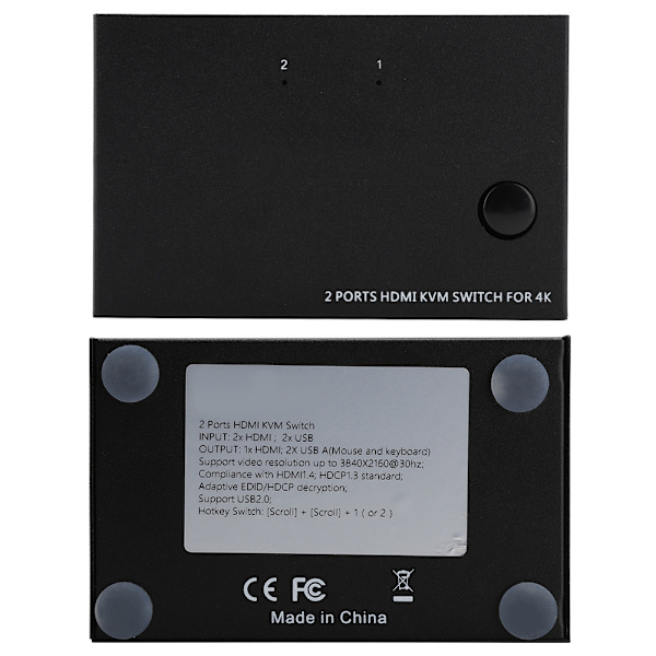 AM-KM201 KVM-switcher 2-port HDMI-fordeler 1080P 4K til 2 computere, der deler en enkelt skærm