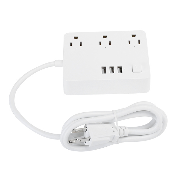 Skrivbords Smart Snabbladdningsströmremsa med 3 Uttag 3 USB-portar 100‑240V