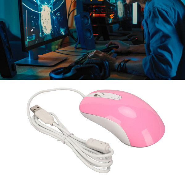 Kablet gamingmus RGB baggrundsbelyst 3500DPI 4-knaps ergonomisk design Kablet computermus Pink