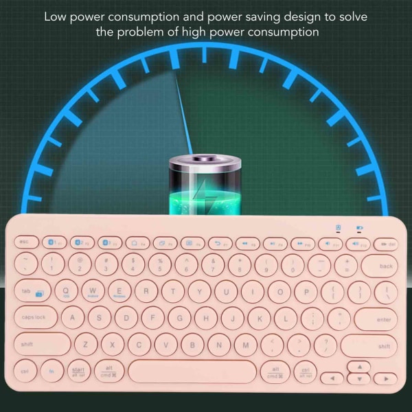 Trådlöst tangentbord 78 tangenter Runda knappar Slim kompakt Retro Tyst Bluetooth-tangentbord för hemmakontor Resor Pink