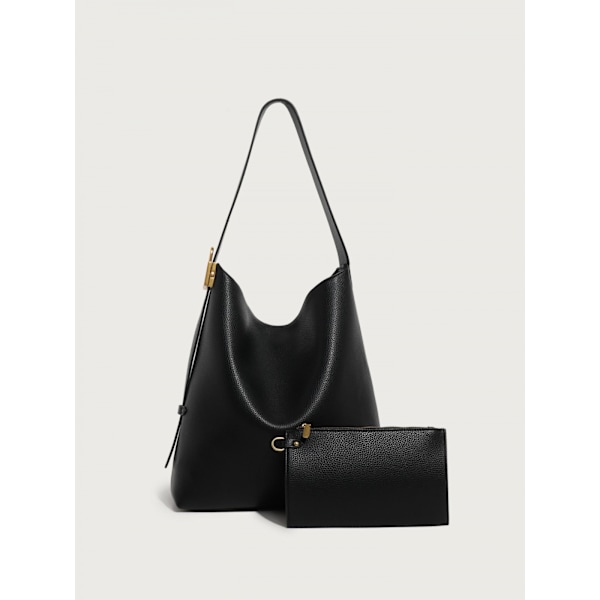 Stor toteväska damväska mjukt läder bucket bag pendlare axelväska fashionabel mångsidig damväska