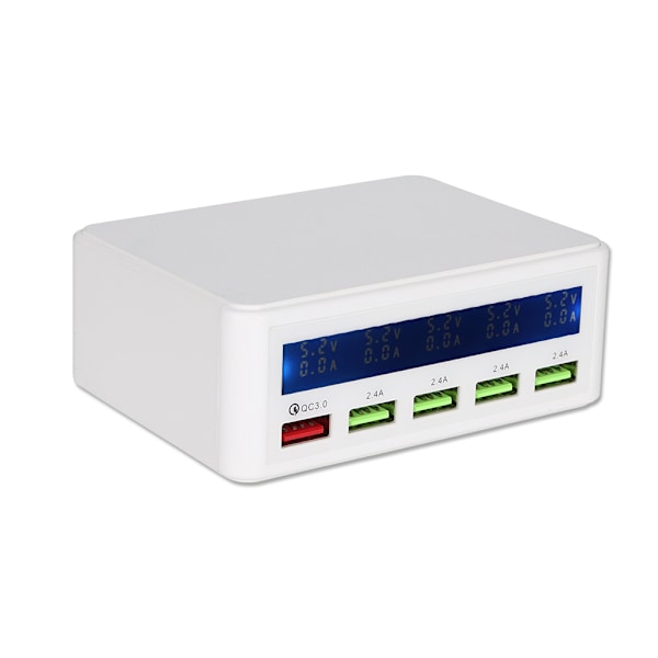 Intelligent Stor LCD-skjerm Digital Display 5-porters USB-lader QC3.0