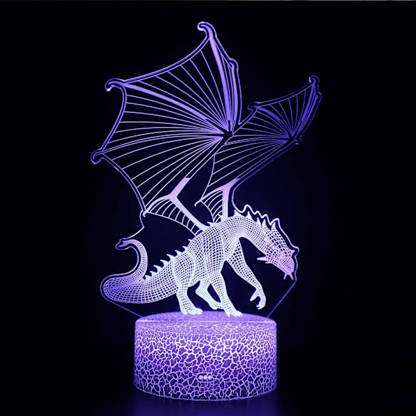 Dragon Gifts Barnlampa för barn, färger med fjärrkontroll 3D optisk illusion barnlampa som en perfekt present till pojkar och flickor GOT (Färg: Blå)