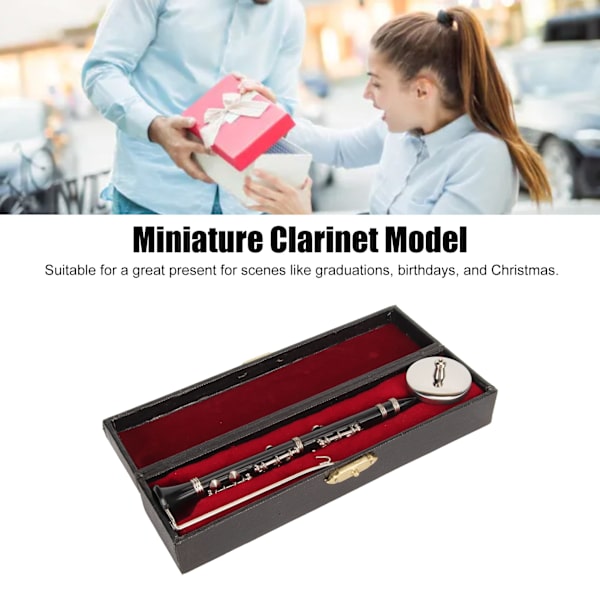 Miniature Klarinet Model Legetøj med Stativ og Etui Klarinet Model Display Musikinstrumenter Hjem Ornament 5.12in